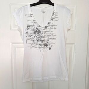 🔷Calvin Klein White Graphic Fitted T-Shirt